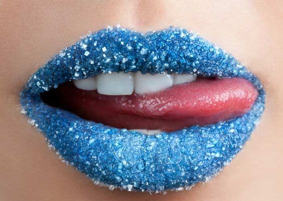 blue glitter aesthetic lips