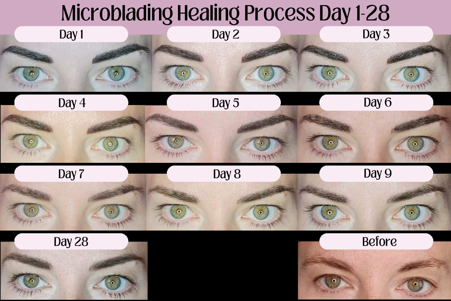microblading healing process day by day images